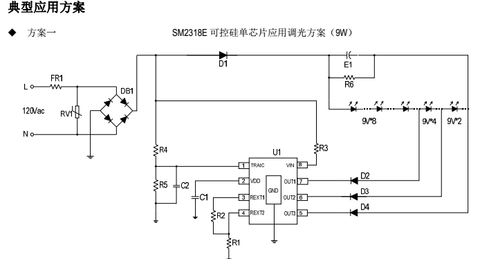SM2318E可控硅调光应用方案图